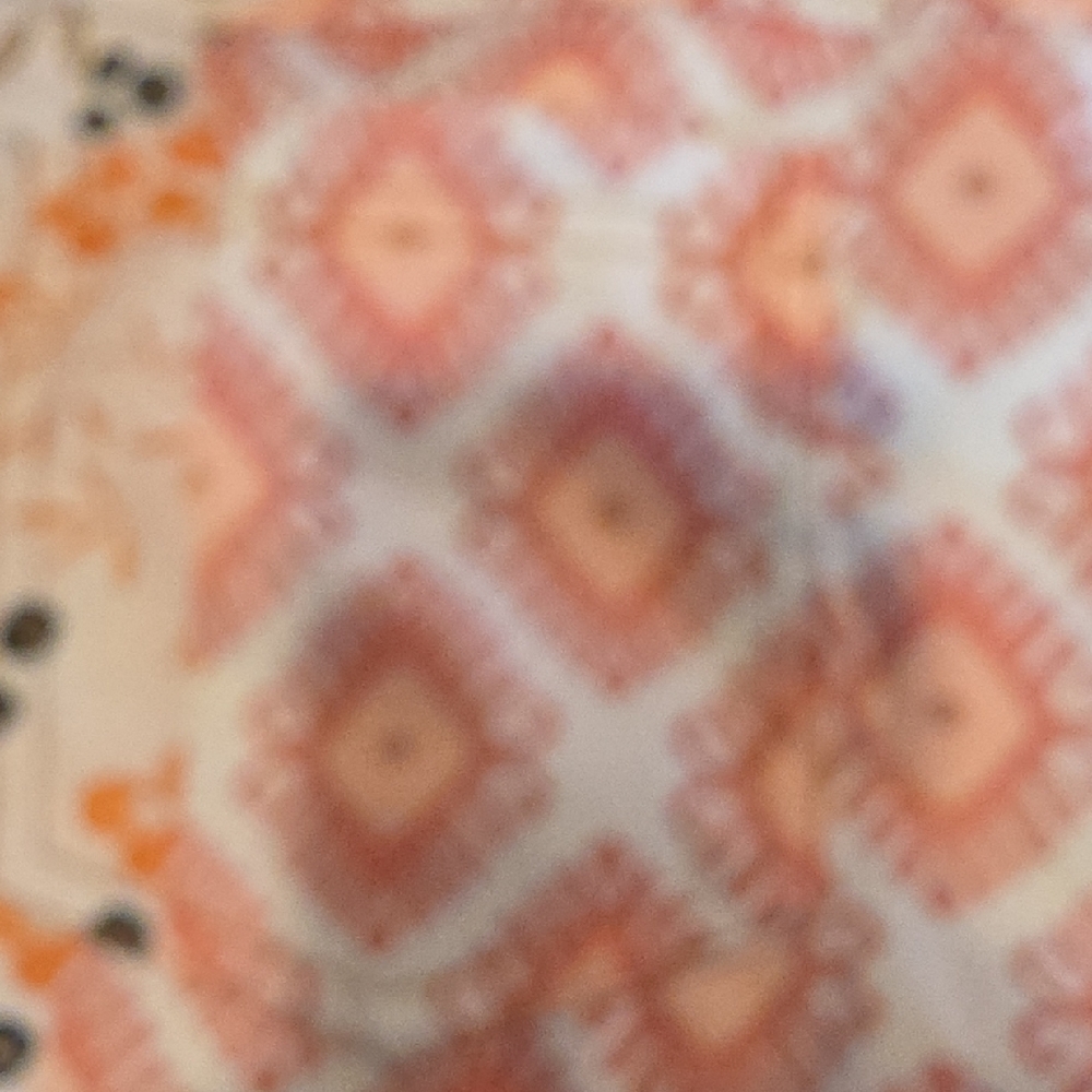 Patchwork Wide-Leg Pants in Coral, Peach & Cream - Picture 7 of 9